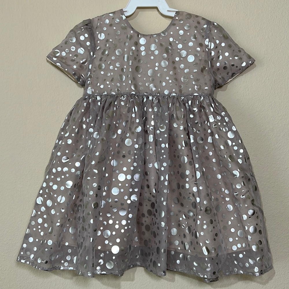 Kids Fancy Dress 2T Halabaloo Foil Silver Dot